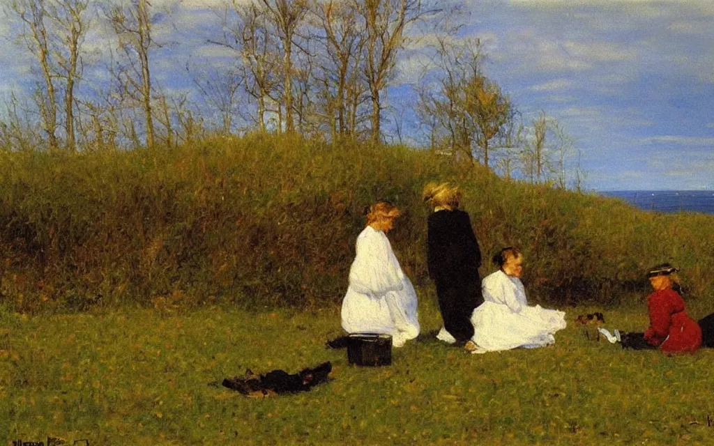 Prompt: a painting, oil on canvas, by peder kroyer