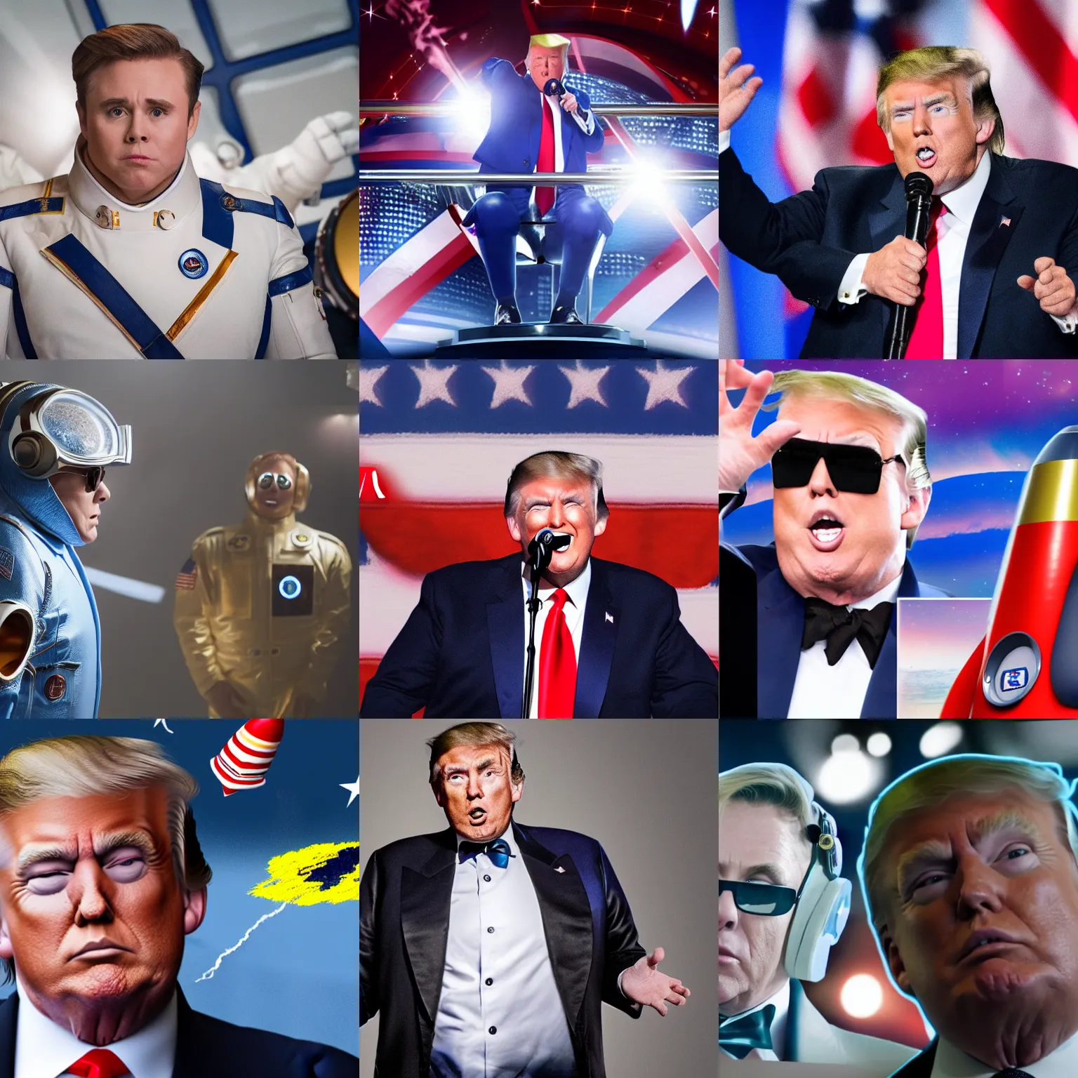 Prompt: rocketman played by donald trump, 4 k