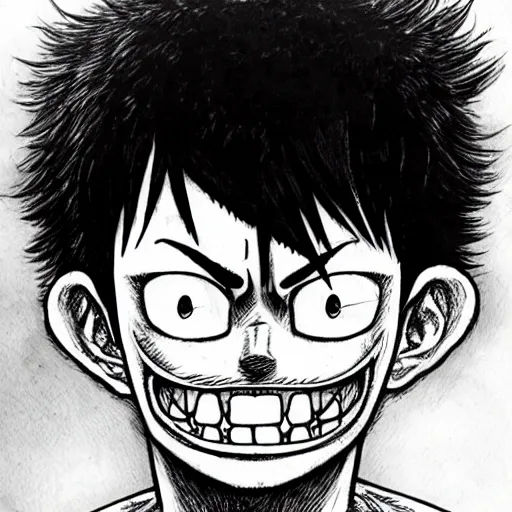 Image similar to [ luffy mustache ] ( by kim jung gi ) ( by kentaro miura )