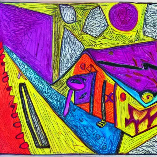 Image similar to abstract drawing outsider art style ballpoint pen