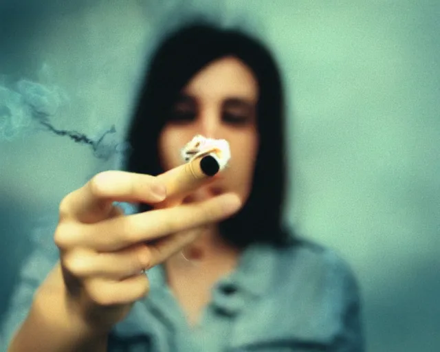 Image similar to a lomographic photo of woman hand with cigarette