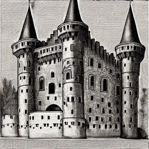 Image similar to drawing of a castle made of lace!!!, by albrecht durer