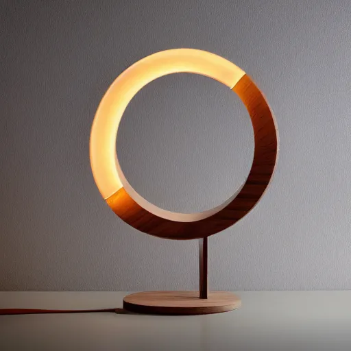 Image similar to circle shaped sculpture, curves, wood, lights