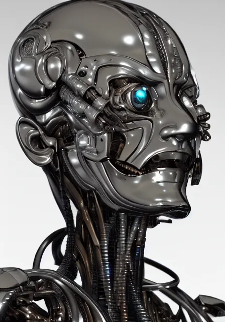 Prompt: complex 3 d render hyper detail portrait of a mechanical cyborg robot, sci fi, full body, intricate, art by kazuhiko nakamura and hajime sorayama, 8 k octane detailed render, post - processing, extremely hyperdetailed, intricate futuristic mechanic parts, maya, dark background, sharp focus, blender, cinematic lighting + masterpiece, trending on artstation