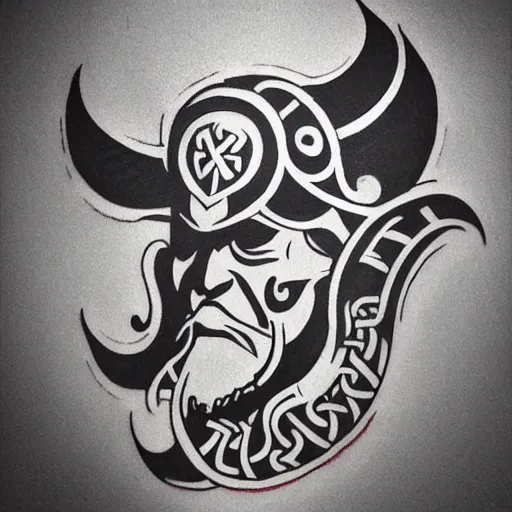 Image similar to tattoo design, stencil, viking