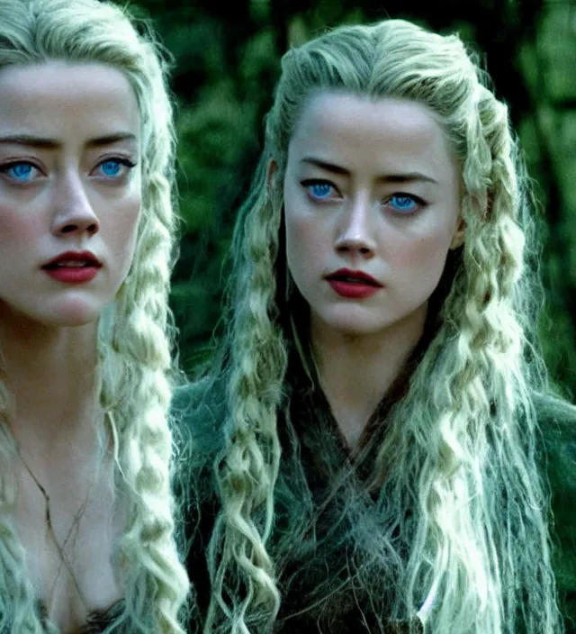 Image similar to amber heard in lord of the rings, movie still frame, hd, remastered, cinematic lighting