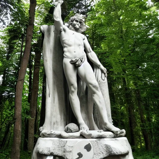 Image similar to Dionysus statue in forest