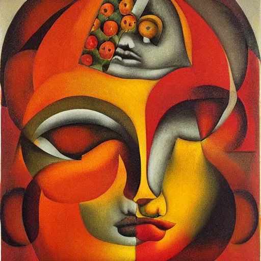 Image similar to floral face portrait by leonetto cappiello and wojciech siudmak and ernst fuchs, anni albers, oil on canvas