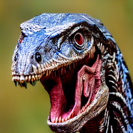 Image similar to a velociraptor reacting to stock prices, award winning photograph
