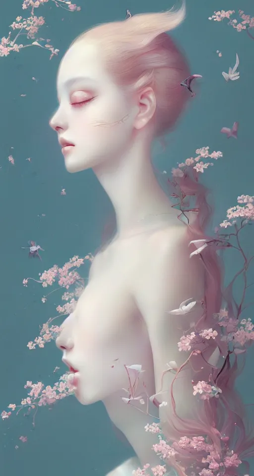 Prompt: breathtaking delicate detailed concept art painting beauty creature, by hsiao - ron cheng, bizarre compositions, exquisite detail, pastel colors, 8 k