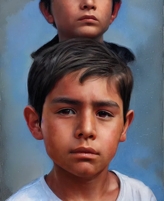 Prompt: heroic portrait of a mexican boy. art by denys tsiperko and bogdan rezunenko, hyperrealism