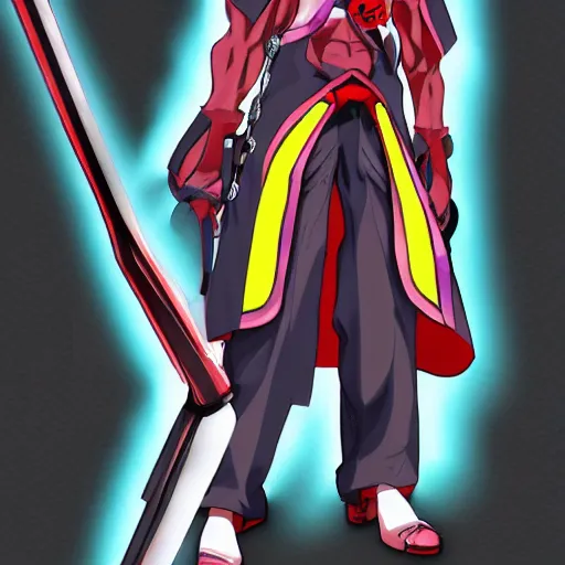 Prompt: guilty gear strive zato - 1, neon, futuristic,