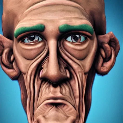 Image similar to handsome squidward, realistic portrait