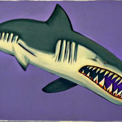 Image similar to a scary purple shark by charles e. burchfield