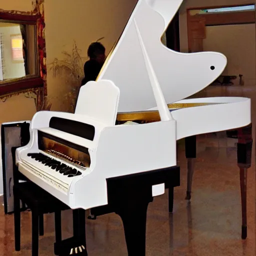 Prompt: piano in the shape of a music note