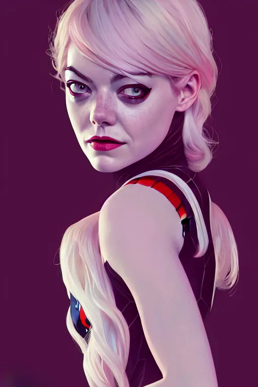 Prompt: a portrait of emma stone as spider - gwen, fantasy, sharp focus, intricate, elegant, digital painting, artstation, matte, highly detailed, concept art, illustration, ambient lighting, art by ilya kuvshinov, artgerm, alphonse mucha, and greg rutkowski