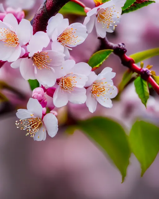 Prompt: hyperrealist highly intricate neo-baroque cherry blossoms soft daylight 8k high angle shallow depth of field