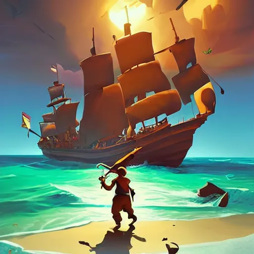 Image similar to painting treasure on sea of thieves game smooth median photoshop filter cutout vector, behance hd by jesper ejsing, by rhads, makoto shinkai and lois van baarle, ilya kuvshinov, rossdraws global illumination