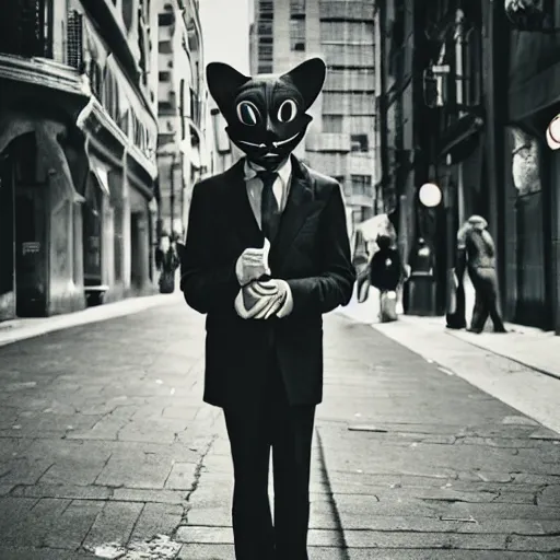 Prompt: man with a blacksad mask, photography