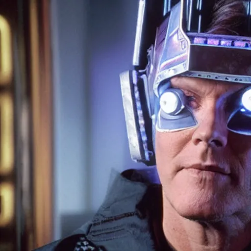 Image similar to Anthony Head as Cyberpunk Uther