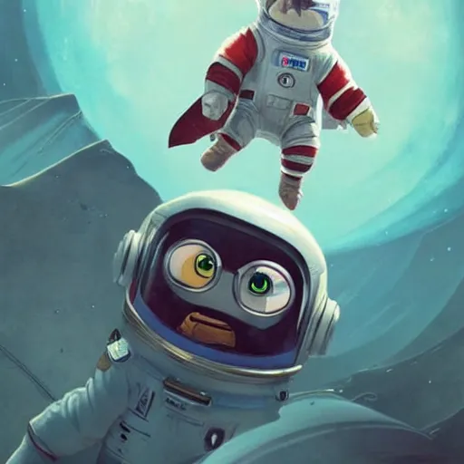 Image similar to astronaut penguin floating in space, movie by nuri iyem, james gurney, james jean, greg rutkowski, anato finnstark. pixar. hyper detailed, 5 0 mm, award winning photography