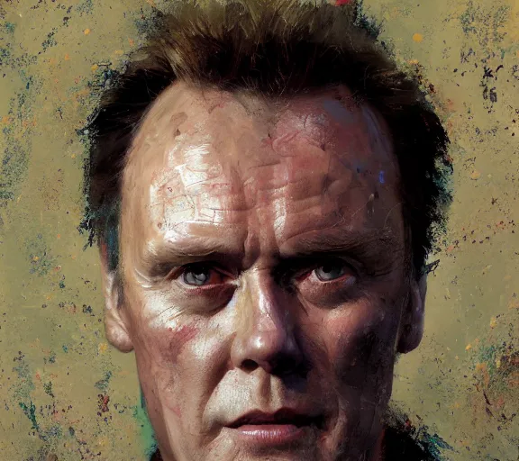 Image similar to a hyper-detailed portrait of ANthony Stewart Head by Craig Mullins; oil on canvas; trending on artstation; 90mm; f/1.4