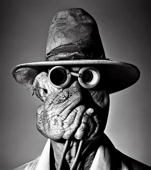 Prompt: portrait of the invisible man, angry look, dark background, studio light, hdr, nikon 2 4 mm f / 1. 8 g, in - frame, by sebastiao salgado