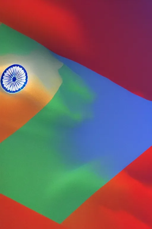 Image similar to indian flag, 3 d, volumetric, clouds, octane, 3 d render, 3 ds max + vray, art by beeple, india, cinematic