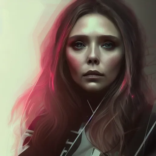 Image similar to Elizabeth olsen, cyberpunk, portrait, artstation