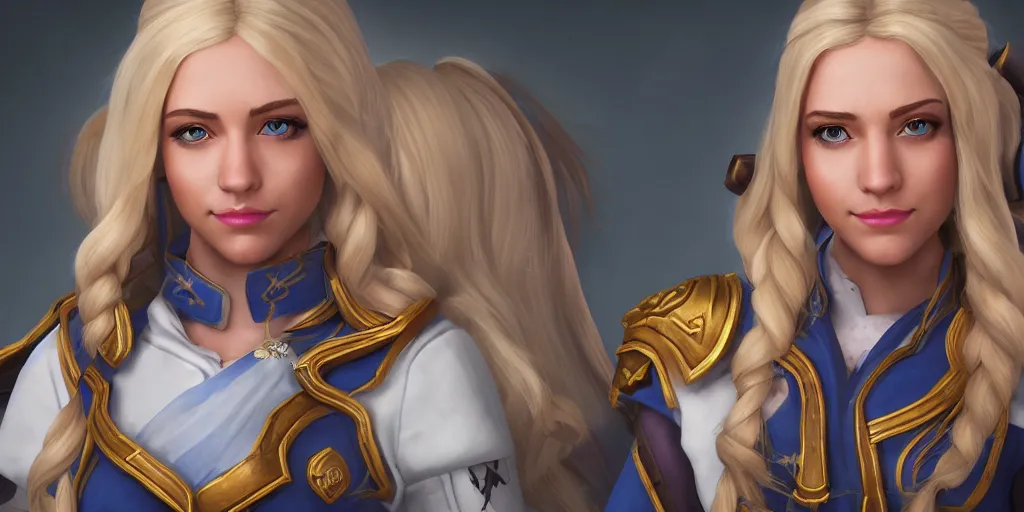 Prompt: A portrait of Jaina Proudmore (World of Warcraft). 3d render, octane render, game art, realistic, highly detailed, trending on artstation, 4k, trending on artstation, pixar, cgsociety, unreal engine 5, redshift render, trending on artstation, blender, behance, cg