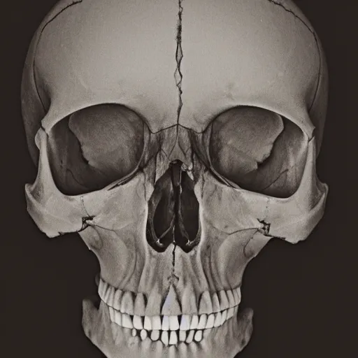 Prompt: an X-ray of a skull