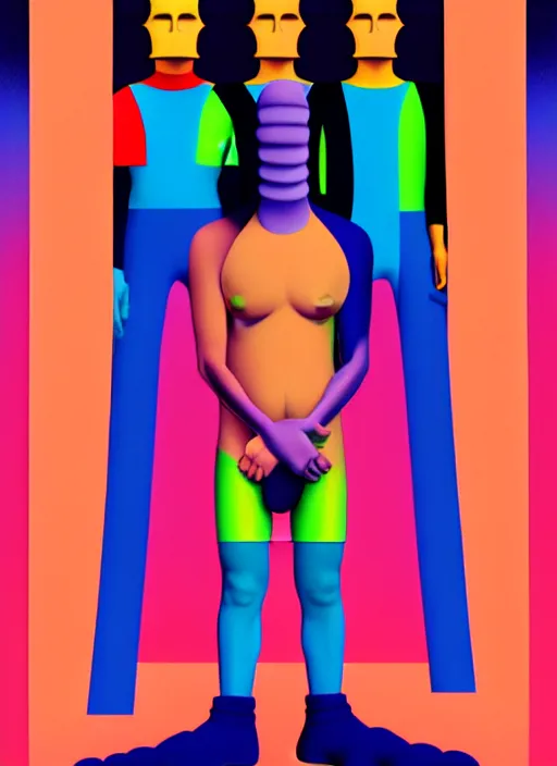 Image similar to multilayered men by shusei nagaoka, kaws, david rudnick, pastell colours, airbrush on canvas, cell shaded, 8 k