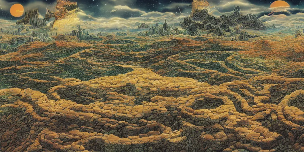 Image similar to the grand landscape of the endless scifi maze, art by kotaro chiba