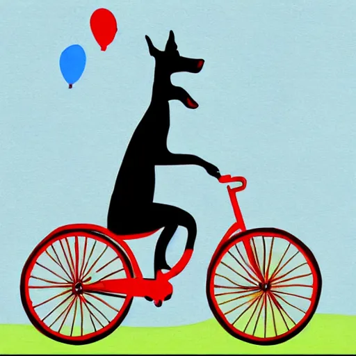 Prompt: illustration of a dog riding a bike in paris in the style of children's book