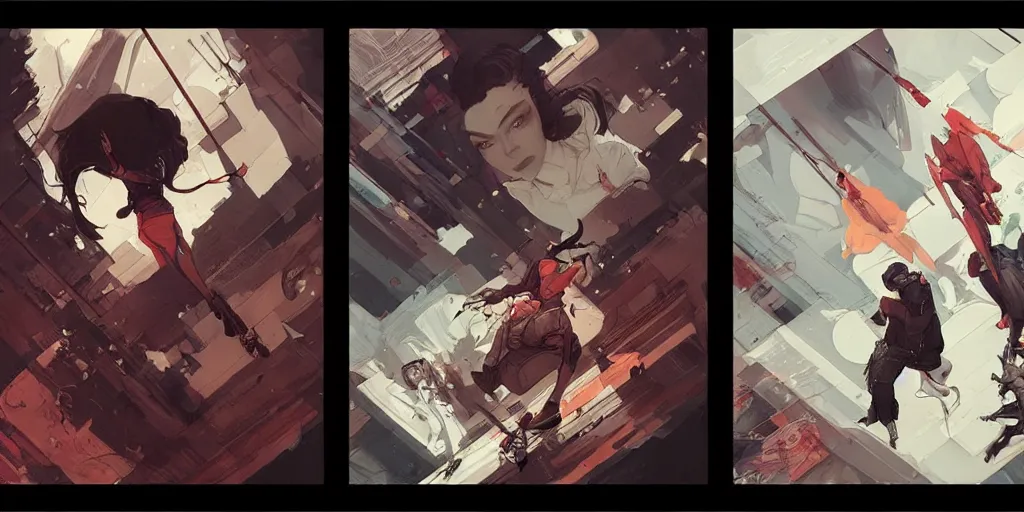 Image similar to dreams versus nightmares, by jakub rebelka and guweiz and ross tran and ilya kuvshinov, trending on artstation