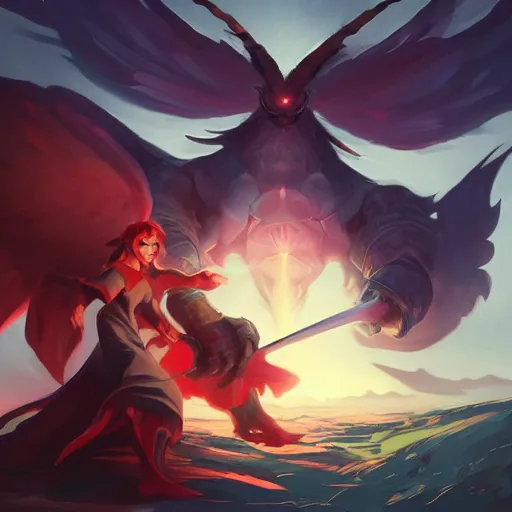 Prompt: devil versus angel, fantasy art video game icon, 2 d game art cover, official fanart behance hd artstation by jesper ejsing, by rhads, makoto shinkai and lois van baarle, ilya kuvshinov, rossdraws