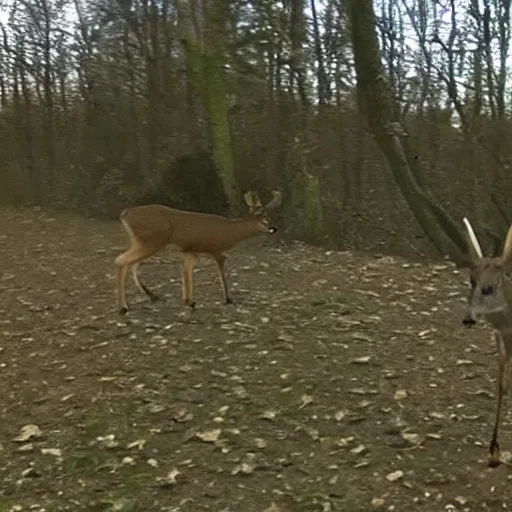 Image similar to trail cam footage of a deer with no head, low quality cursed video