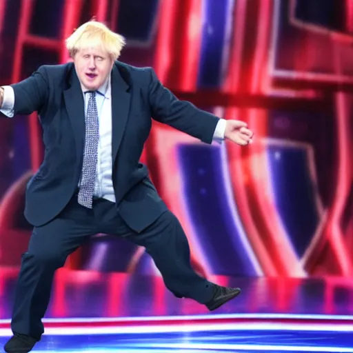 Prompt: boris johnson dancing on americas got talent, 4 k photograph