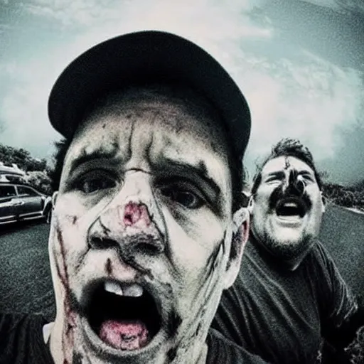 Prompt: the last selfie ever taken, apocalypse, horror