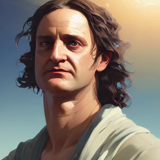 Image similar to highly detailed portrait isaac newton in gta v, stephen bliss, unreal engine, fantasy art by greg rutkowski, loish, rhads, ferdinand knab, makoto shinkai and lois van baarle, ilya kuvshinov, rossdraws, tom bagshaw, global illumination, radiant light, detailed and intricate environment