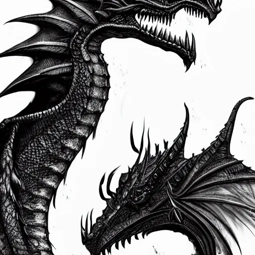 Image similar to a majestic dragon, hd, 4k, trending on artstation, award winning, 8k, 4k, 4k, 4k, very very very detailed, high quality sketch, black background