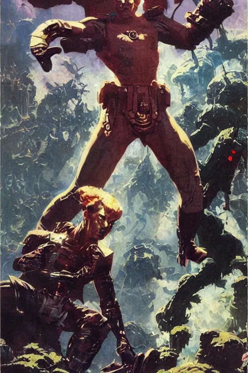 Prompt: pulp scifi fantasy illustration from marvel's eternals comic 1 9 8 0 s, by norman rockwell, jack kirby, bergey, craig mullins, ruan jia, jeremy mann, tom lovell, 5 0 s, astounding stories, amazing, fantasy, other worlds