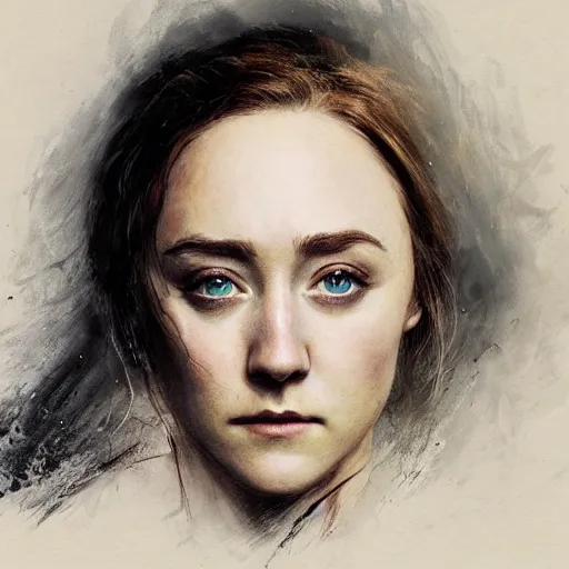 Image similar to portrait of actress saoirse ronan, colourised, face portrait, epic, tragic, military art, fantasy, dieselpunk, hd shot, digital portrait, beautiful, artstation, comic style, by artgerm, guy denning, jakub rozalski, magali villeneuve and charlie bowater