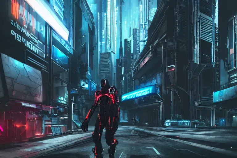 Image similar to cyberpunk alien concept inspired street, futuristic look, highly detailed body, very powerful, photorealistic camera shot, bright studio setting, studio lighting, crisp quality and light reflections, unreal engine 5 quality render