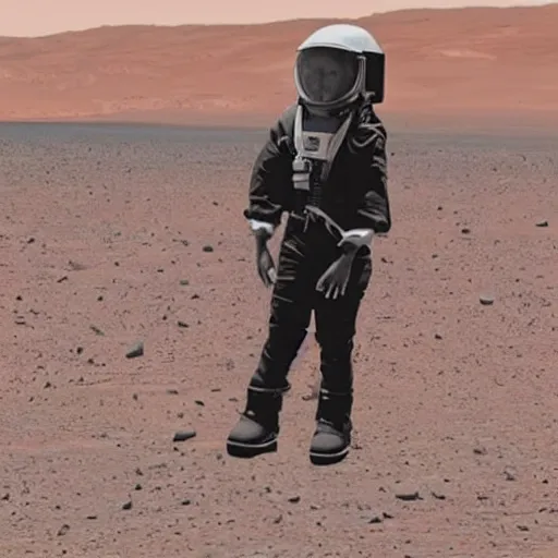 Image similar to photograph of Kama Harris walking on Mars