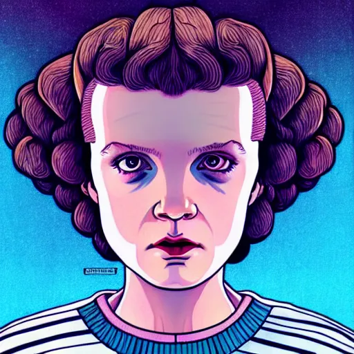 Prompt: portrait of beautiful eleven from stranger things by tara mcpherson, detailed, dress, background details