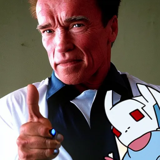 Image similar to Arnold Schwarzenegger plays Ash Ketchum