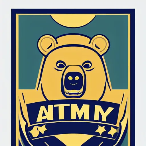 Image similar to Propaganda poster of a army bear, sticker, highly detailed, colorful, illustration, drama, smooth and clean vector curves, no jagged lines, vector art, smooth