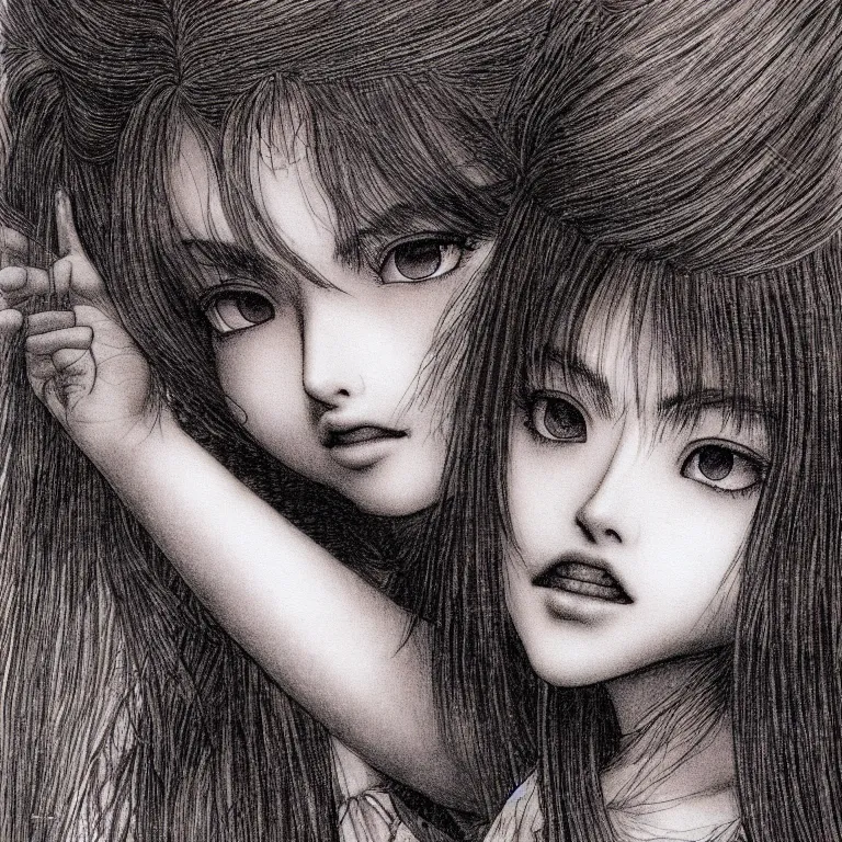 Image similar to young girl by kentarou miura, detailed