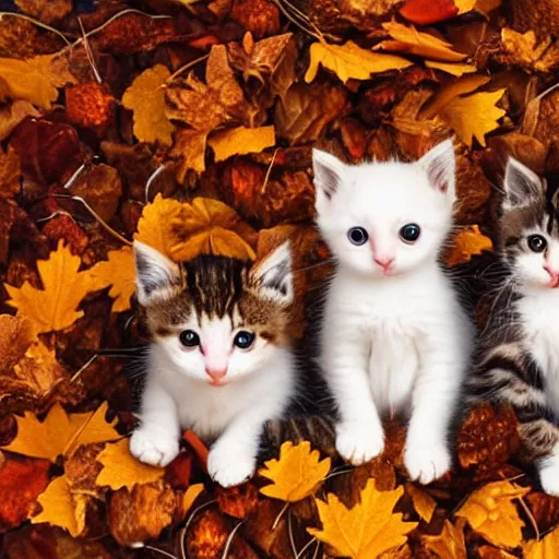 Image similar to adorable kittens sitting in a pile of autumn leaves